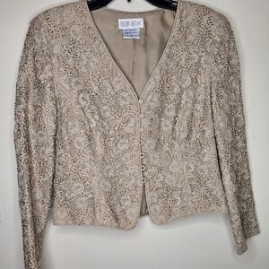Horchow Women's Vintage Beige Lace Jacket
